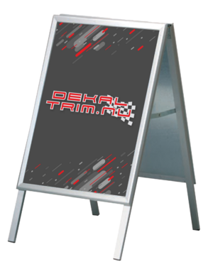 Gatupratare tillverkad helt i aluminium för lång livslängd. Försedd med 2 st snäppramar med 32 mm ram. Ett mycket prisvärt skyltställ. Standardstorlekar är 50 x 70, 70 x 100 samt 100 x 140. Ett bekymmersfritt skyltställ som aldrig rostar. Finns i standardfärgen natureloxerad.
<br>Beställ affisch till din gatupratare <a href="https://www.dekaltrim.nu/Product/21981">här</a>