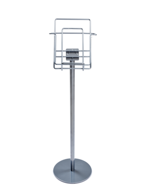 Broschyr- och tidningsställ. Finns i metallfärgat material. Mycket enkel att montera och med stabil fot. Finns i storlekarna A4 samt tabloid/A3.