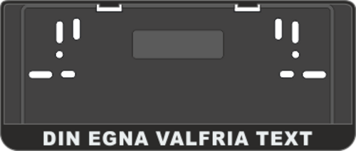 Passar skyltar med måtten 300x110mm. Utrustad med snabbfäste för skylten. Texthöjden är 18mm. Priset avser max 30 bokstäver. Det är okej att upprepa ord. Vill du ha texten spegelvänd skriv detta under kommentarer.