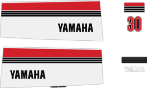 30hk Svart/rött/vitt Komplett innehållande: 4st Dekaler för Yamaha 30hk.