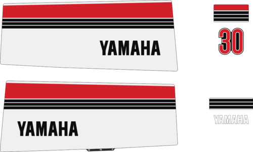 30hk Svart/rött/vitt Komplett innehållande: 4st Dekaler för Yamaha 30hk.