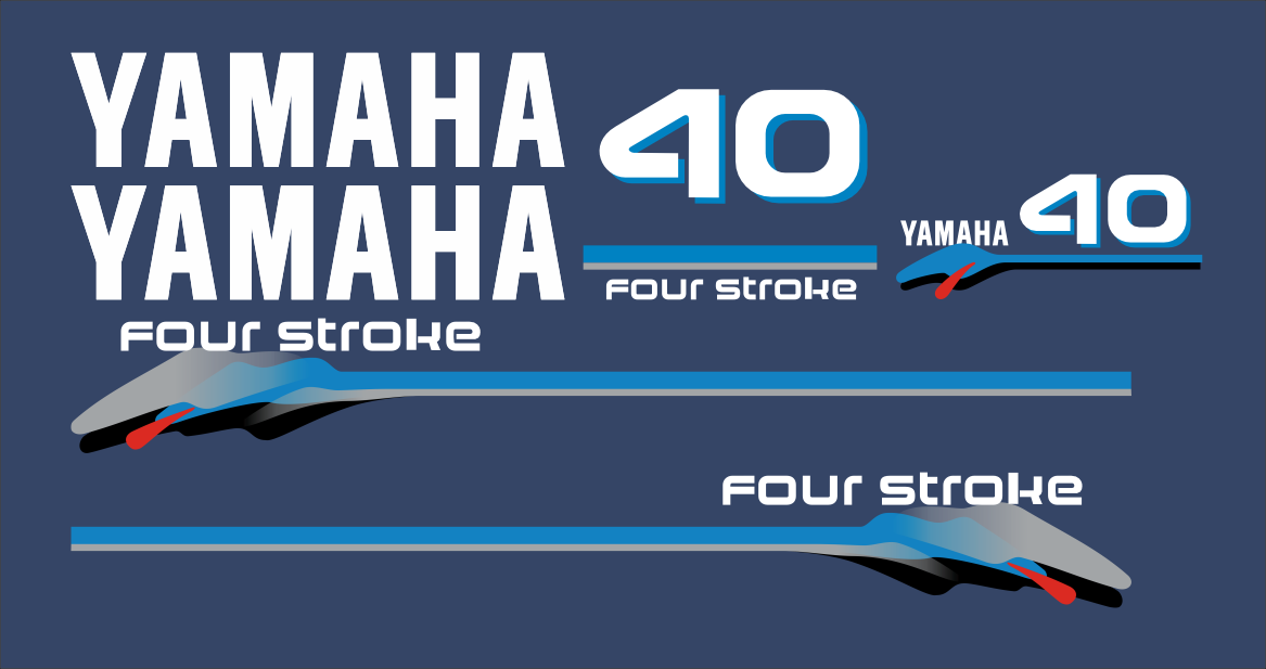 40hk dekalkit för Yahama F40 1999. Komplett reproduktion.