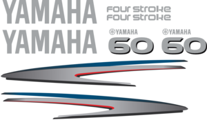 Komplett kitt med 2st laminerade dekorer, 2st Yamaha logo, 2st Fourstroke texter samt 60hk dekal bak och fram.