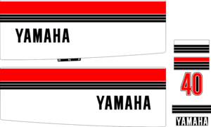 40hk Svart/rött/vitt Komplett innehållande: 5st Dekaler för Yamaha 40hk 1979.