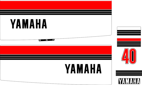 40hk Svart/rött/vitt Komplett innehållande: 5st Dekaler för Yamaha 40hk 1979.