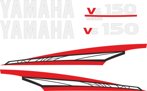 Komplett kitt med 2st laminerade dekorer, 2st Yamaha logo samt 150hk dekal bak och fram.