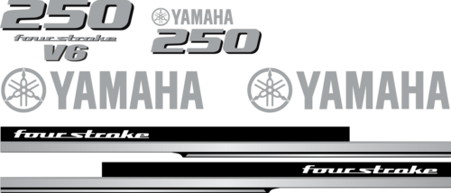 Komplett kitt med 2st laminerade dekorer, 2st Yamaha logo samt 250hk dekal bak och fram.