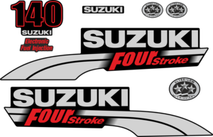 Komplett innehållande: 2st sidodekaler, 3st emissions dekaler, 1st suzuki logo, 1st 140hk suzuki EFI.