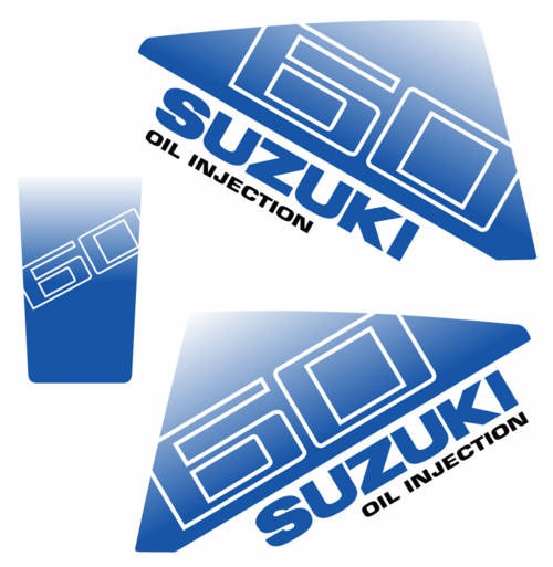 Komplett innehållande: 2st Dekaler för Suzuki 60hk, 1st bakre dekal.