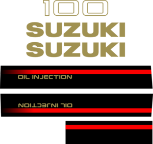 Komplett innehållande: 2st Sidodekor för Suzuki 100hk, 2st suzuki logo 1st bakre 100hk.