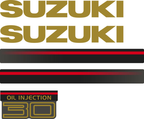 Komplett innehållande: 2st Sidodekor för Suzuki 30hk, 2st suzuki logo 1st bakre 30hk.