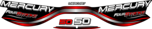 Mercury 50 Svart/rött/grått/vitt Komplett innehållande: 5st Dekaler för Mercury 50hk.