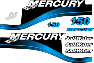 Komplett innehållande: 2st Sidodekor, 1st Mercury M, 1st Mercury 150 samt 1st liten 150 för Mercury 150hk SaltWater.