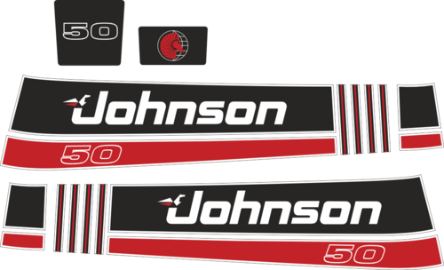 50 hk Svart/rött Komplett innehållande: 4st Dekaler för Johnson 50hk