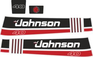 40 hk Svart/rött Komplett innehållande: 4st Dekaler för Johnson 40hk