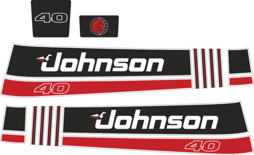 40 hk Svart/rött Komplett innehållande: 4st Dekaler för Johnson 40hk