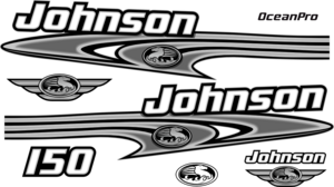 150hk Svart/rött Komplett innehållande: 7st Dekaler för Johnson 150hk