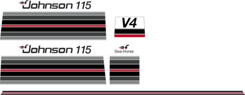 115hk Svart/rött Komplett innehållande: 5st Dekaler för Johnson 115hk