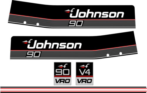 Komplett innehållande: 6st Dekaler för Johnson 90hk V4 VRO