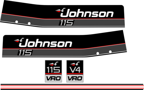 Komplett innehållande: 6st Dekaler för Johnson 115hk V4 VRO
