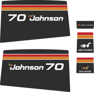 Komplett innehållande: 5st Dekaler för Johnson 70hk