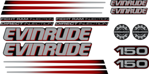 Komplett innehållande: 14st Dekaler för Evinrude 150hk 02-03