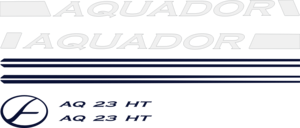 Innehåller: 2st Vit stripe Aquador 6.68m, 2st Blå Stripe reling, 2st Blå stripe tak, 2st AQ 23 HT och 1 st Blå aquador logo.