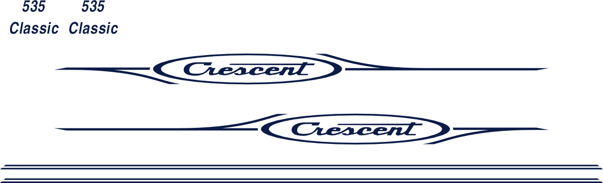 Datoskuren dekor. Komplett innehållande: 2st dekaler med logotyp ca 1.6m, 2st stripe ca 1.95m och 2st 535 Classic.