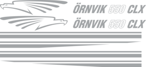 SIlver metallic. 2st Delad stripe vattenlinje 4000x90mm, 2st Örnvik logo, 2st Örnvik 550 CLX