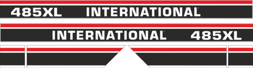 Dekorsats IH International 745 XL. Svart/vit/röd Komplett: 2 st stripes 745 XL International 1220x88mm, 2st stripes 475x110mm, 2st stripes 120x110mm.