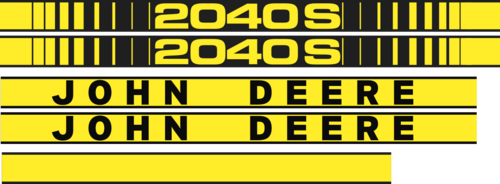 Printad dekor John Deere 2040 S. Komplett: 1st stripe 800mm, 2st 2040S 1030x65mm, 2st John Deere 978x65mm.