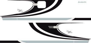 Komplett reproduktion av dekaler till Dethleffs Magic edition 2010. Total storlek sidor ca 5.96x1.34m.