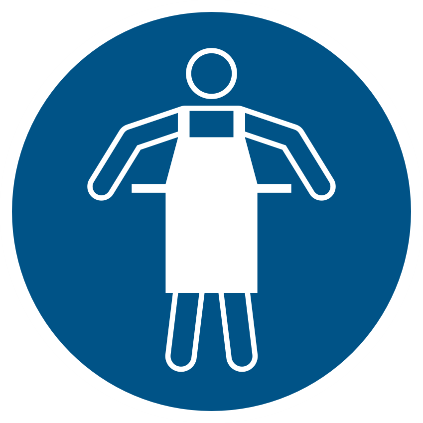 Använd skyddsförkläde M026