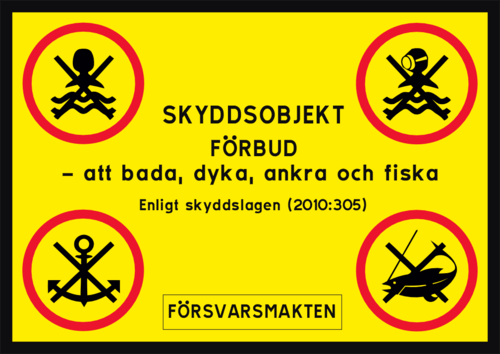 Förbud - att bada, dyka, ankra och fiska