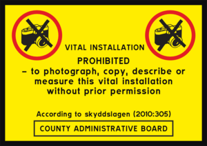 PROHIBITED to photograph, copy, describe or measure this vital installation
without prior permission.