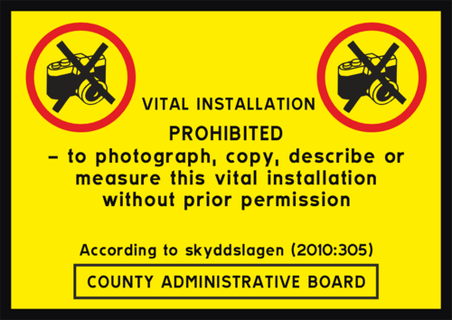 PROHIBITED to photograph, copy, describe or measure this vital installation
without prior permission.