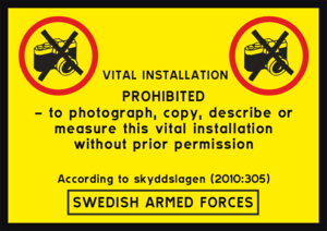 PROHIBITED to photograph, copy, describe or measure this vital installation
without prior permission.