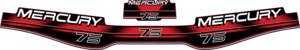 75hk Svart/rött/grått/vitt Komplett innehållande: 3st Dekaler för Mercury 75hk 2-takt 94-98.