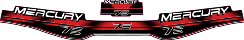 75hk Svart/rött/grått/vitt Komplett innehållande: 3st Dekaler för Mercury 75hk 2-takt 94-98.