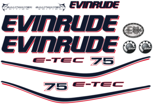 75 hk komplett för Vit motorkåpa (mörkblåa dekaler)