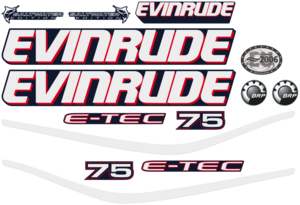 75 hk komplett för Blå motorkåpa (Vita dekaler)