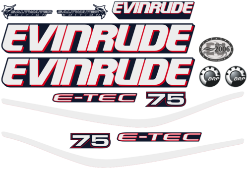 75 hk komplett för Blå motorkåpa (Vita dekaler)