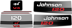 120hk Grått/Svart/rött Komplett innehållande: 6st Dekaler för Johnson 120hk V4 1993-1994