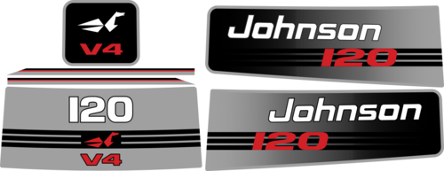 120hk Grått/Svart/rött Komplett innehållande: 6st Dekaler för Johnson 120hk V4 1993-1994