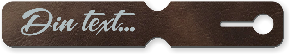 Lädertag med graverad text. 125x20mm
