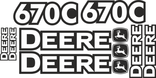 Dekorsats DEERE670. Dekorkittet tillverkas skuret i Vit blank, Svart blank.