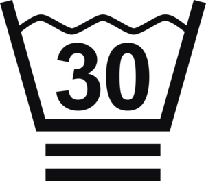 Datorskuren dekal. Tvättråd maxtemperatur 30 grader.

En tvättsymbol med två streck under baljan betyder att dina kläder behöver ett extra skonsamt program. De bör endast tvättas i fin- eller ylleprogram med lämpligt tvättmedel. Försök undvika att centrifugera.