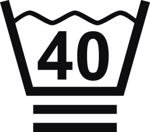 Datorskuren dekal. Tvättråd maxtemperatur 40 grader. En tvättsymbol med två streck under baljan betyder att dina kläder behöver ett extra skonsamt program. De bör endast tvättas i fin- eller ylleprogram med lämpligt tvättmedel. Försök undvika att centrifugera.