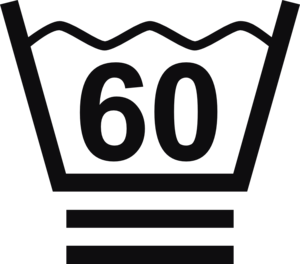 Datorskuren dekal. Tvättråd maxtemperatur 60 grader. En tvättsymbol med två streck under baljan betyder att dina kläder behöver ett extra skonsamt program. De bör endast tvättas i fin- eller ylleprogram med lämpligt tvättmedel. Försök undvika att centrifugera.