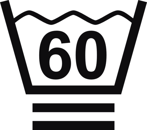 Datorskuren dekal. Tvättråd maxtemperatur 60 grader. En tvättsymbol med två streck under baljan betyder att dina kläder behöver ett extra skonsamt program. De bör endast tvättas i fin- eller ylleprogram med lämpligt tvättmedel. Försök undvika att centrifugera.